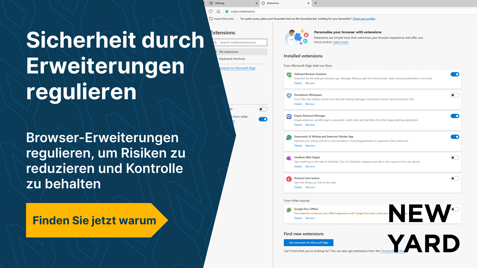 Sichereres Arbeiten durch Regulierung von Browser-Erweiterungen