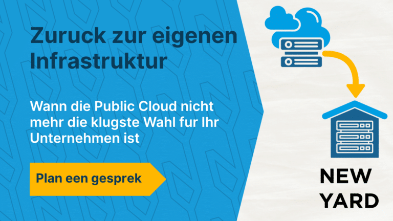 Infografik mit zwei Pfeilen: einer von der öffentlichen Cloud zum lokalen Rechenzentrum, mit Kennzeichnungen für Datensouveränität, Kostenkontrolle und Compliance, die die Rückkehr vorantreiben.